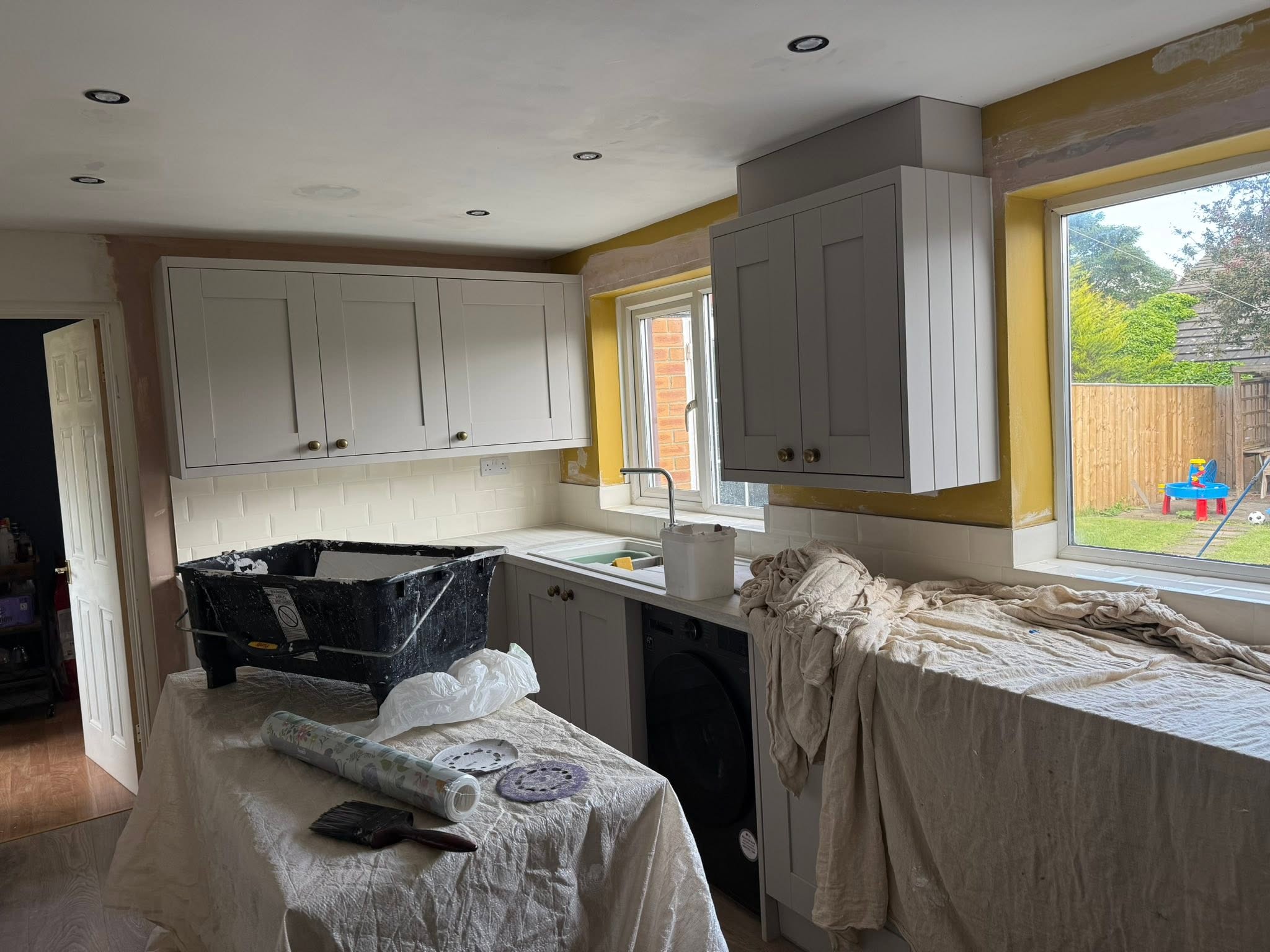 Garden view from a completed kitchen renovation