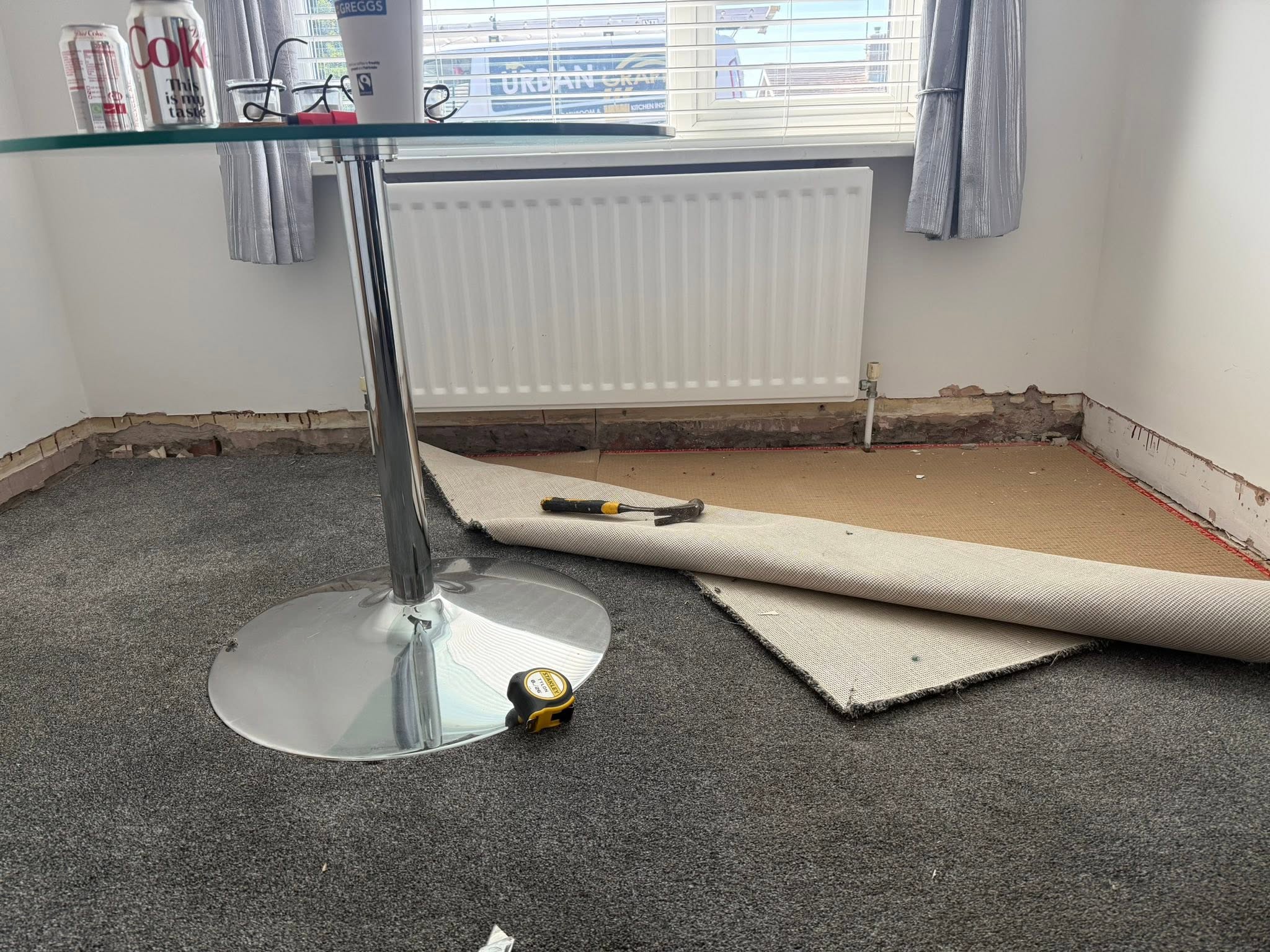 Bathroom renovation flooring work in progress